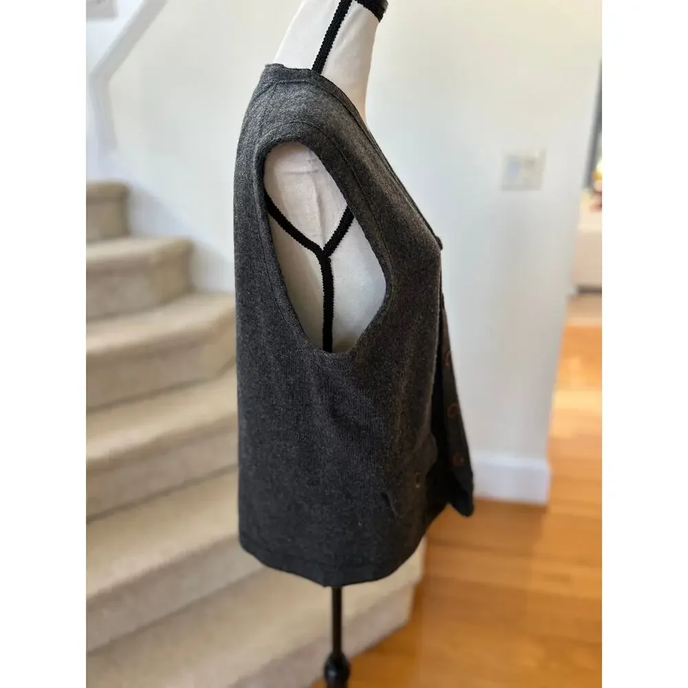 Banana Republic Merino Wool Grey Sweater Vest Academia Preppy